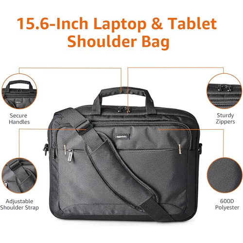 Amazon Basics Laptop Shoulder Bag - 15.6-Inch